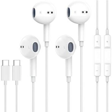2-Pack USB C Headphones for iPhone 16 15 Earbuds with Microphone & Volume Control HiFi Stereo Type C...