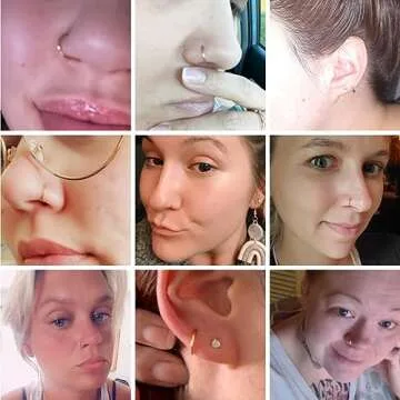 Ldurian 316L Hypoallergenic Nose Ring Hoops - 18G 6mm Gold Plated 316L Surgical Steel Septum Cartilage Earring - Body Piercing Lip Rings Jewelry