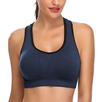 Racerback Sports Bras for Women with Pads - High Impact Athletic Tank Tops for Yoga and Workout Brassieres Bra Black Gray Blue