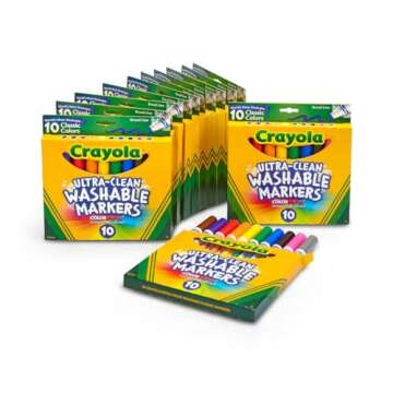 Crayola Ultra Clean Washable Markers (12 Boxes), Bulk Markers for Kids, 10 Broad Line Markers, Teacher Classroom Must Have