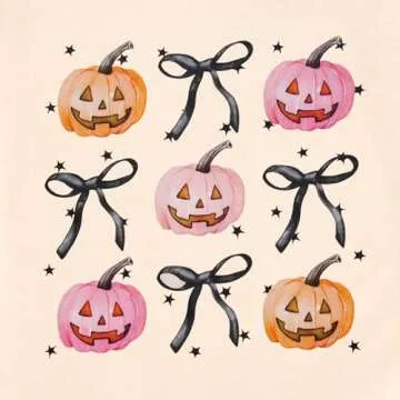 GLIGLITTR Halloween Pumpkin Shirt Women Coquette Bow Graphic Tshirt Spooky Season Outfit Short Sleeve Tee Tops Fall Clothes(Apricot1,Small)