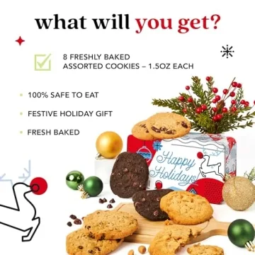 David’s Cookies Assorted Christmas Cookies in Sweet Sampler Tin – Fresh Baked Holiday Cookies in...