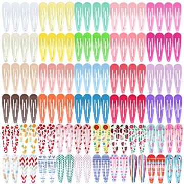 120 Pcs Funtopia 2 Inch Candy Color Barrettes and Non-Slip Metal Snap Hair Accessories for Kids, Tee...