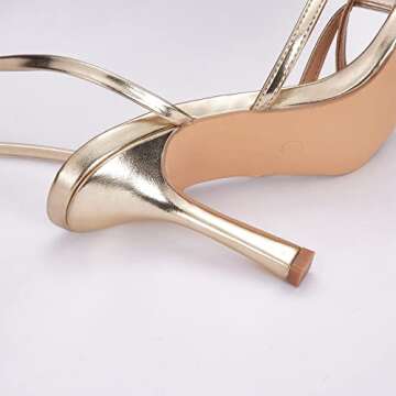 GENSHUO Womens Stiletto Sandals - Chic Lace-Up Heels