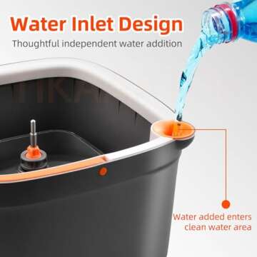 KZKR Spin Mop and Bucket Set with 6 Replaceable Microfiber Mop Pads with Self Separation Dirty and Clean Water System, Self Wringing 360° Rotating Square Mop Head for Hardwood Tile Marble Floors