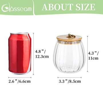 Glasseam Airtight Glass Jars with Bamboo Lids, Pack of 3 Air Tight Pumpkin Coffee Jar for Counter, Small Food Storage Container with Labels for Candy Sugar Cookie, Kitchen Canister Set for Herb Spice