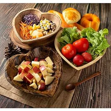 WitnyStore 8" Heart Shaped Bowl - Functional and Collectible Bowl - Handcrafted Wooden Bowl for Serving Candy Nuts Desserts Fruits or Accent Decor Gift for Any Occasion - 8" Natural