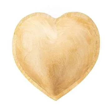 WitnyStore 8" Heart Shaped Bowl - Functional and Collectible Bowl - Handcrafted Wooden Bowl for Serving Candy Nuts Desserts Fruits or Accent Decor Gift for Any Occasion - 8" Natural
