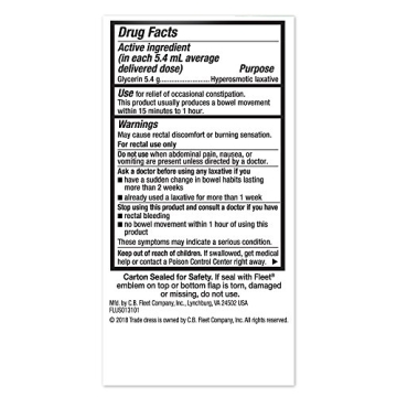 Fleet Liquid Glycerin Suppositories Fast Constipation Relief