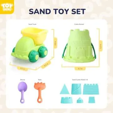 TOY Life Beach Toys for Toddlers Age 3-5, Sandbox Toy Building Sets with Sand Bucket Dump Truck and Waterproof Mesh Bag, Travel Sand Castle Toys for Kids
