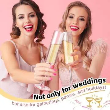 DI QIU REN 12 Pcs Pink Champagne Flutes Plastic, 6 OZ Square Pink Champagne Glasses Reusable Stemmed Wedding Champagne Flutes Unbreakable Shatterproof Wedding Toasting Flutes for Party Wedding Holiday