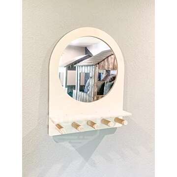 Bush Acres Montessori Entry Mirror - Toddler Self Care Station – Toddler Vanity Mirror - Kids Room Mirror - Montessori Shelf - Kids Entryway Mirror