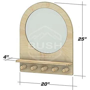 Bush Acres Montessori Entry Mirror - Toddler Self Care Station – Toddler Vanity Mirror - Kids Room Mirror - Montessori Shelf - Kids Entryway Mirror