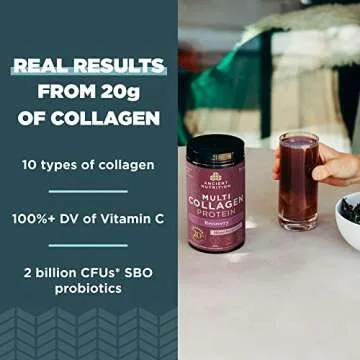 Collagen Powder Protein by Ancient Nutrition, Multi Collagen Protein Rest and Recovery, Berry, Hydrolyzed Collagen Peptides Supports Skin and Nails, Sleep, Joint Supplement,9.45oz