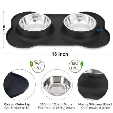 AsFrost Stainless Steel Dog Bowls Set with No-Spill Mat