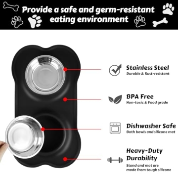 AsFrost Stainless Steel Dog Bowls Set with No-Spill Mat