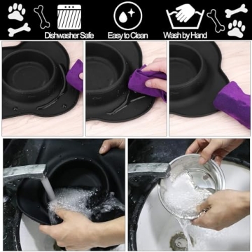 AsFrost Stainless Steel Dog Bowls Set with No-Spill Mat