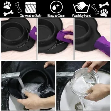 AsFrost Stainless Steel Dog Bowls Set with No-Spill Mat