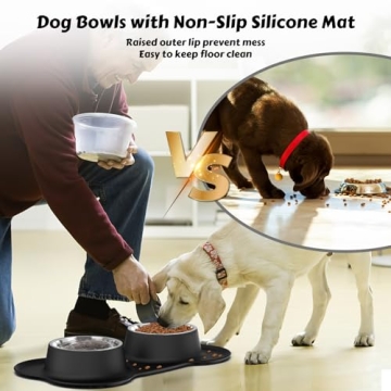 AsFrost Stainless Steel Dog Bowls Set with No-Spill Mat