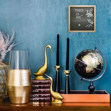 Plastic Letter Board 12 x 12 with 1 inch Letters - 188 Characters Include Plastic Letters, Numbers & Symbols, Changeable Letter Boards by Atoz Create, (Wooden Color Frame & Grey Board)