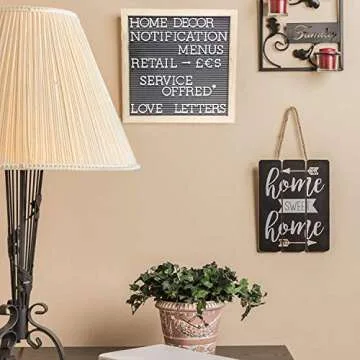 Plastic Letter Board 12 x 12 with 1 inch Letters - 188 Characters Include Plastic Letters, Numbers & Symbols, Changeable Letter Boards by Atoz Create, (Wooden Color Frame & Grey Board)