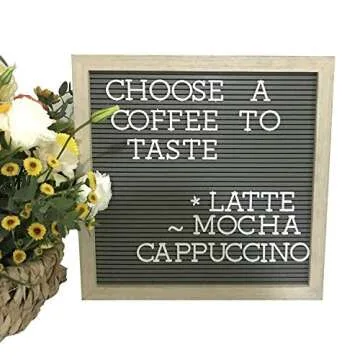 Plastic Letter Board 12 x 12 with 1 inch Letters - 188 Characters Include Plastic Letters, Numbers & Symbols, Changeable Letter Boards by Atoz Create, (Wooden Color Frame & Grey Board)