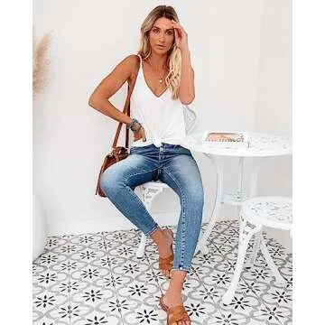 Zeagoo Women's Casual V Neck Cami Tank Top for Summer