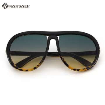 Karsaer Oversized Vintage Aviator Sunglasses for Men Women，Big Retro Round Aviator Sunglasses K7132