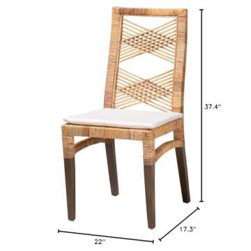 Baxton Studio Poltak Modern Bohemian Natural Brown Rattan Dining Chair
