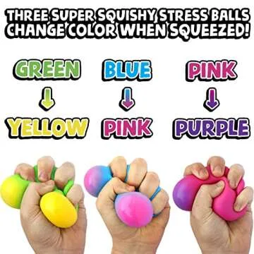 BUNMO Stress Balls 3pk - Sensory Squishy Stress Ball - Calming Fidget for Kids - Textured Stress Balls for Kids - Addictive Kids Fidget Toys - Stimulating Squishy Balls for Kids - Smooth