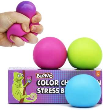 BUNMO Stress Balls 3pk - Sensory Squishy Stress Ball - Calming Fidget for Kids - Textured Stress Balls for Kids - Addictive Kids Fidget Toys - Stimulating Squishy Balls for Kids - Smooth