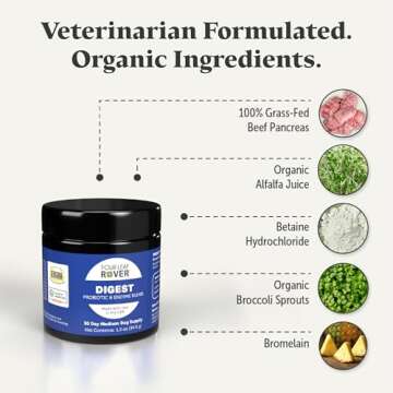 Four Leaf Rover Digest - Dog Digestive Support with Digestive Enzymes and Probiotics - Supports a Healthy Liver - Veterinarian Formulated - 30 Day Medium Dog Supply