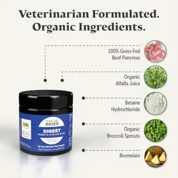 Four Leaf Rover Digest - Dog Digestive Support with Digestive Enzymes and Probiotics - Supports a Healthy Liver - Veterinarian Formulated - 30 Day Medium Dog Supply