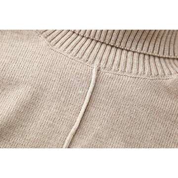 TAOVK Woolen Women Knitted Turtleneck Long Sleeve Sweaters Suits 2 Piece Outfits Sweaters Set (S, Apricot)