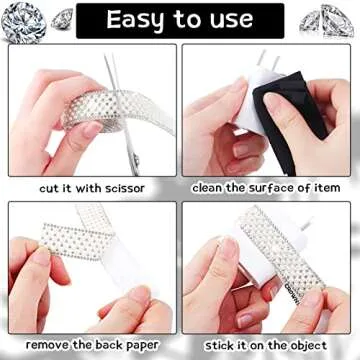 6 Rolls Pearl Diamond Ribbon Self Adhesive Rhinestone Ribbons 5.28 Yards Bling Rhinestone Strand Crystal Ribbon Sticker White Pearl Trim Roll for Wedding Crafts Car Phone Xmas Decoration, Silver