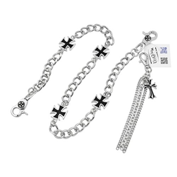 UNIQSUM Maltese Cross Charm Wallet Chain Stylish Silver
