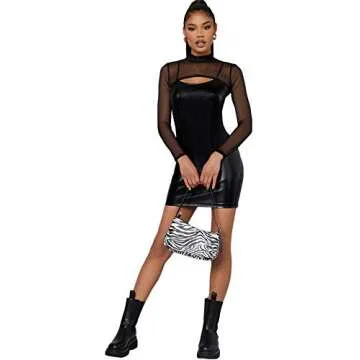 Chic SweatyRocks Mock Neck Sheer Mesh Crop Top Black