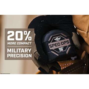 Spec Ops Tools 16-Foot Tape Measure - Military-Grade Composite, Double-Sided Blade, 3% to Veterans