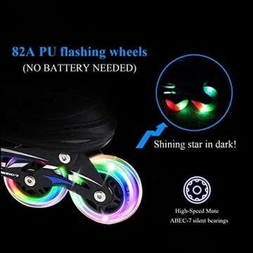 JeeFree Adjustable Inline Skates for Kids with Lights