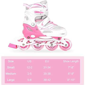 JeeFree Adjustable Inline Skates for Kids with Lights