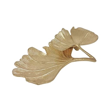 Metal Jewelry Dish, Small Leaf Shaped Ring Holder Jewelry Organizer, Trinket Dish Vanity Tray for Dr...