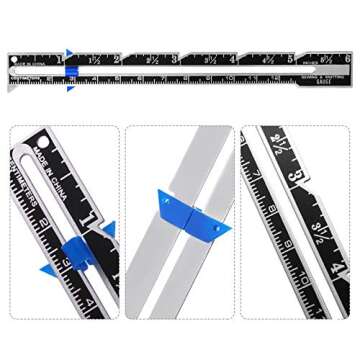 Frienda 3 Pieces Sliding Gauge Ruler Measuring Sewing Tool Set 5-in-1 T-Shaped Measuring Sewing Gauge Fabric Quilting Ruler for Beginner Knitting Crafting Supplies
