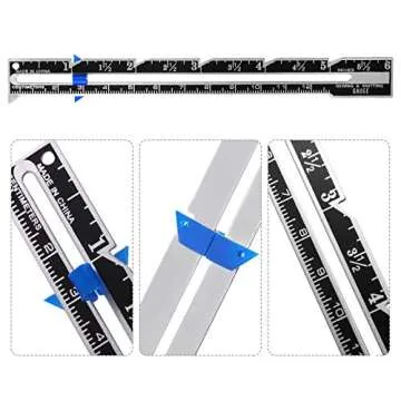 Frienda 3 Pieces Sliding Gauge Ruler Measuring Sewing Tool Set 5-in-1 T-Shaped Measuring Sewing Gauge Fabric Quilting Ruler for Beginner Knitting Crafting Supplies