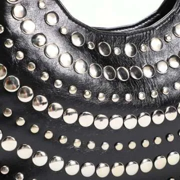 GETERUUV Studded Purse Shoulder Bag for Women Y2K Purse Vegan Leather Hobo Bag Black Shoulder Purse Red Studded Handbag