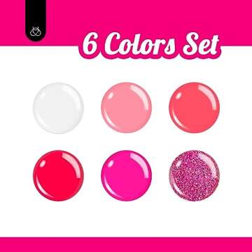 Beetles Gel Nail Polish Set - 6 Colors Hot Pink Rose Red Summer Nail Gel Polish Kit Valentines Gel N...