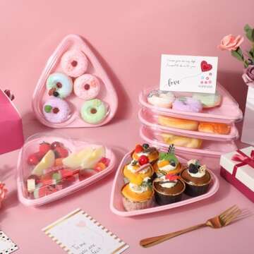 Macarrie 5 Pcs Valentine's Heart Shaped Serving Tray Platter 20 oz Heart Plates with Clear Lids Dessert Plates Snack Tray for Valentine Birthday Party Table Decoration (Pink)