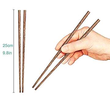 30-Pairs Wooden Chopsticks, Dishwasher Safe Chopstick,ReusableNatural Healthy, Chinese Classic Style for Kitchen, Dining Room, Gourmet, Noodles (9.8 Inch)… (30)