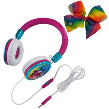 eKids JoJo Siwa Bow Fashion Headphones with built in Microphone, Standard Packaging, Pink