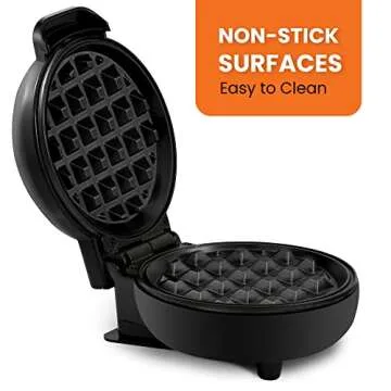 Elite Gourmet EWM013B Electric Nonstick Mini Waffle Maker with 5-inch cooking surface, Belgian Waffl...