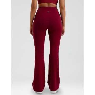 Colorfulkoala Women's Dreamlux Workout Flare Leggings High Waisted Wide Leg Bootcut Yoga Pants 31.5" Inseam (M, Cabernet)